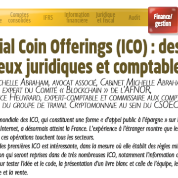 Initial Coin Offerings (ICO) : des enjeux juridiques et comptables